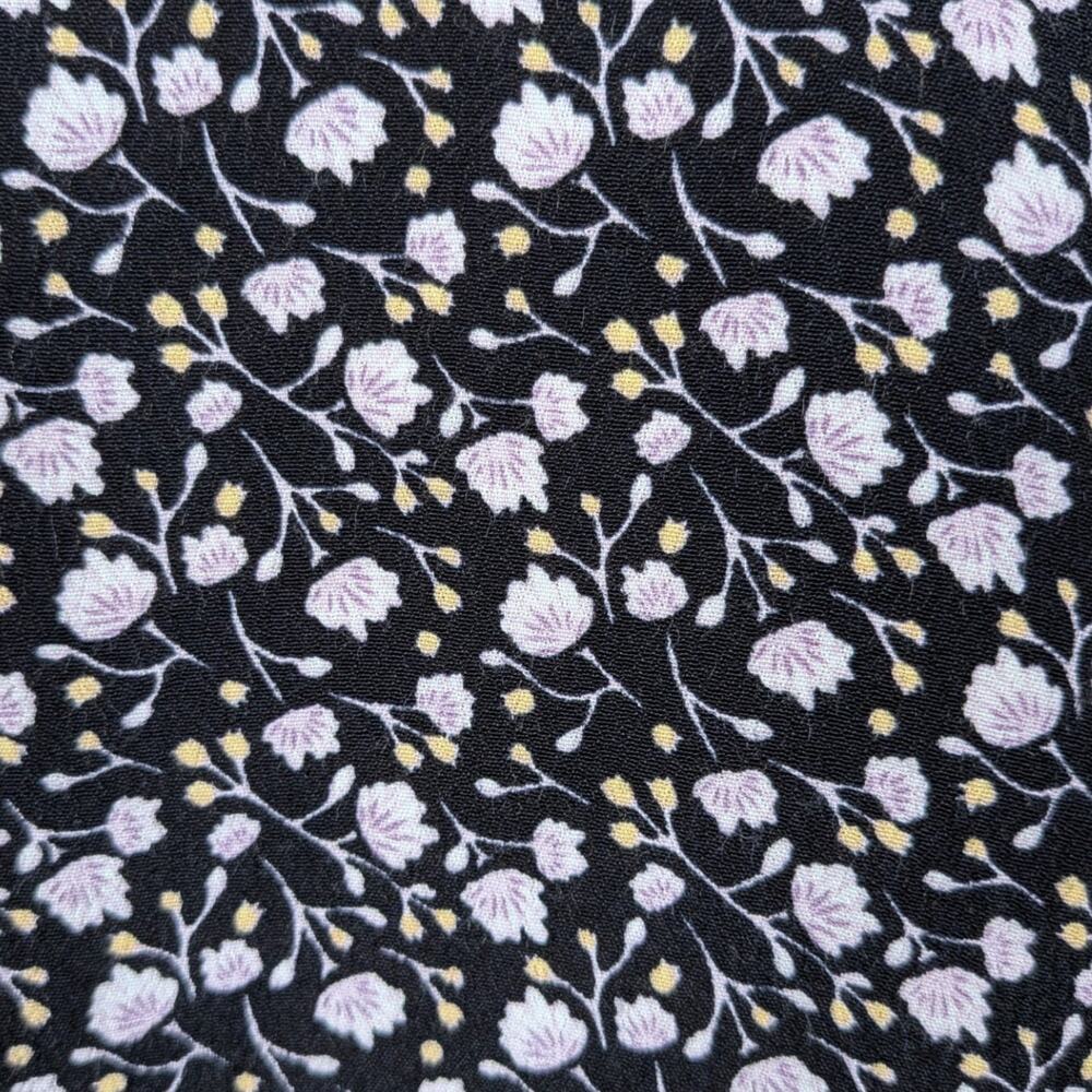 & Other Stories Black Purple Floral Viscose Blouse 0 XS Button Up Crepe Top - Picture 7 of 9